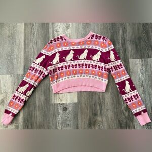 Sugar Thrillz Pink and Purple Cat Motif Sweater
